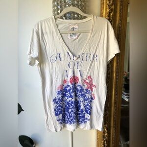 Morphine generation summer of luv v neck tee size medium 100% cotton